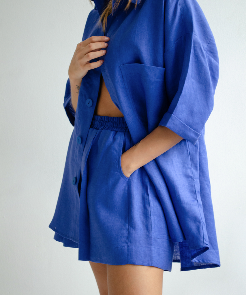 Dancer Linen Short - Persian Blue – INSIGNIA dsgn - International